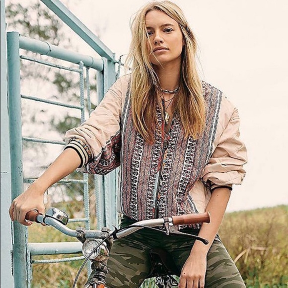 New Free People Pandora Bomber Jacket M 